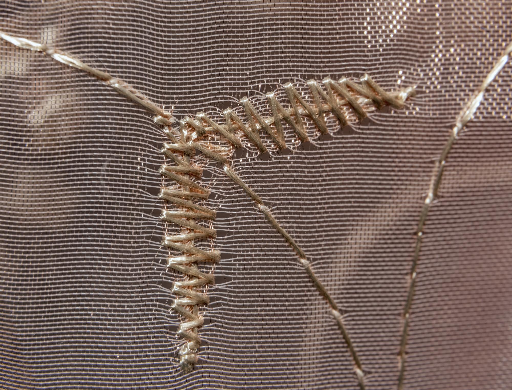 Macro of metallic thread embroidery