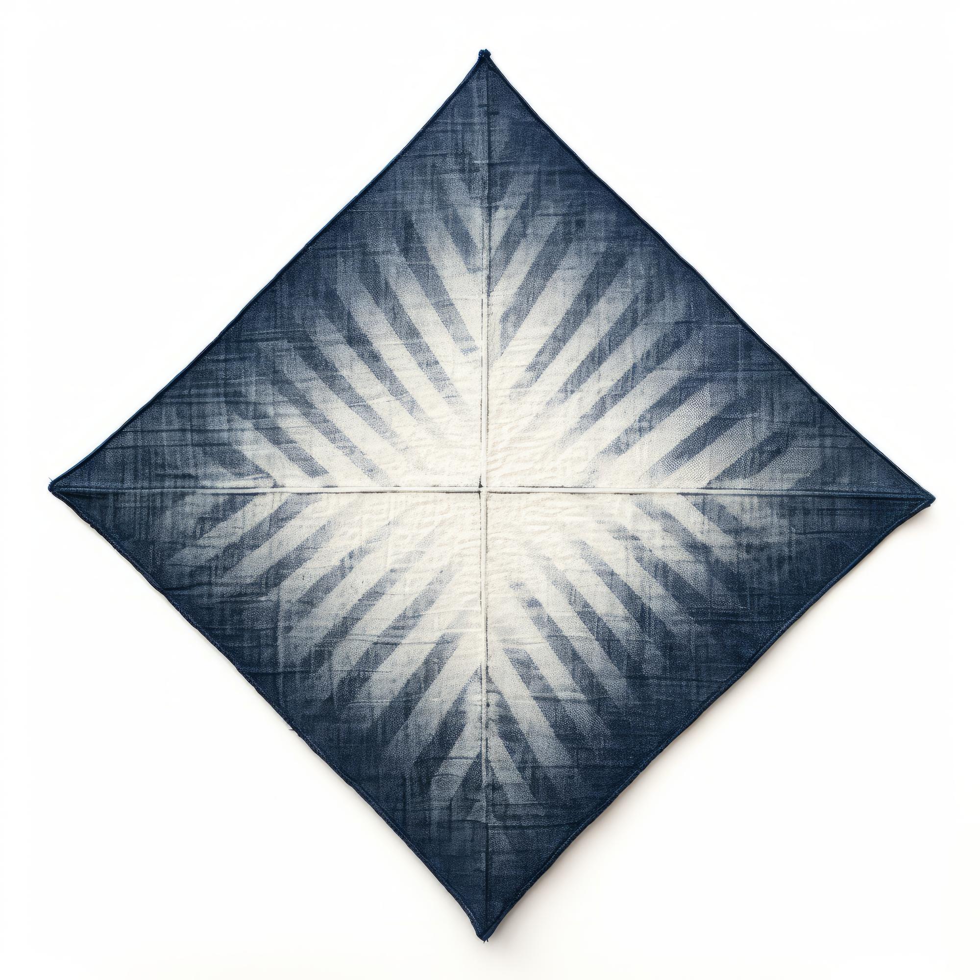 Embroidered patch on denim with geometric motif