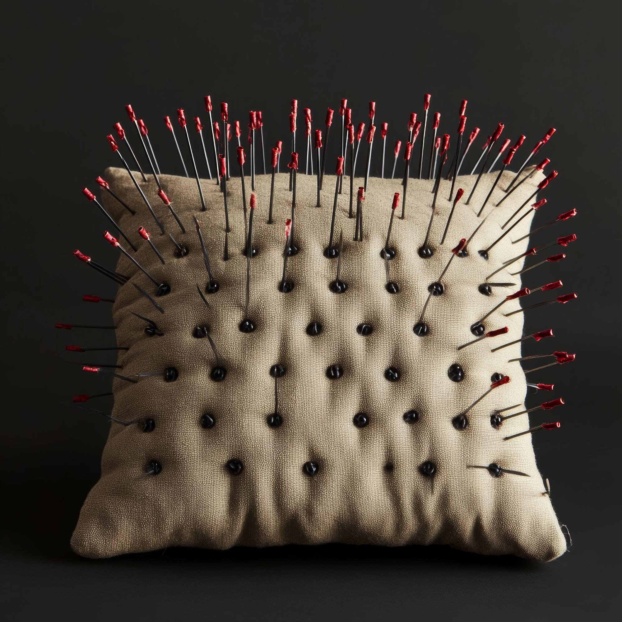 Interior cushion with delicate embroidered lines